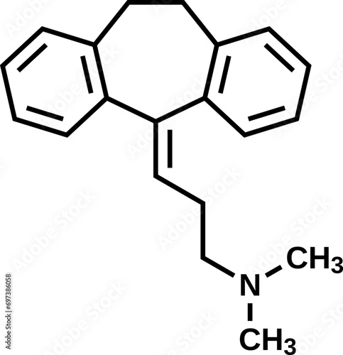 Amitriptyline structural formula, vector illustration