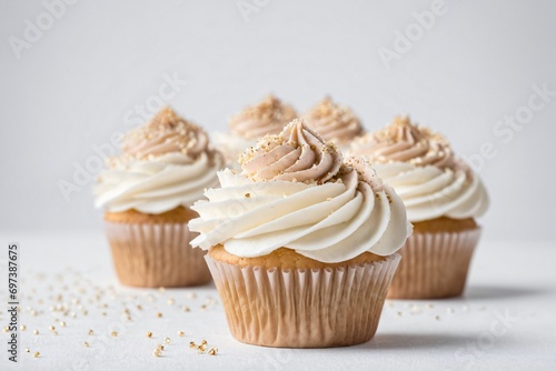 Tasty cupcake on white background