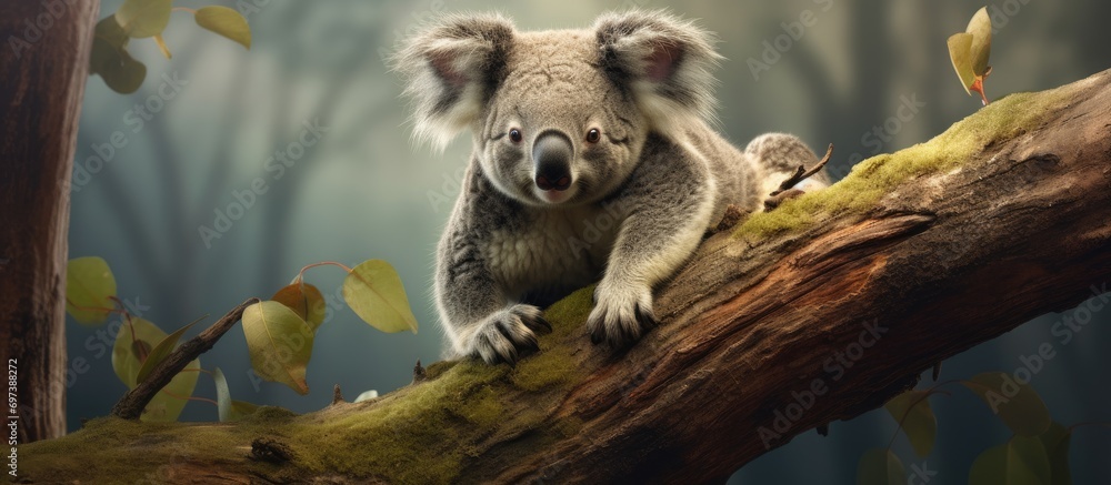 Fototapeta premium Koala perched on limb.