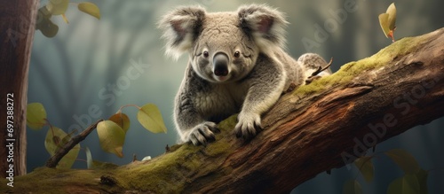 Koala perched on limb. photo