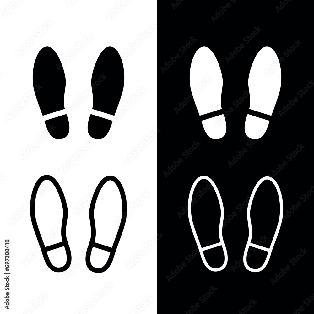 Human footprint icon. Footprints of a man in shoes. The footprints of a person who has passed by. Human footprint icon. Footprints of a man in shoes. The footprints of a person who has passed by.