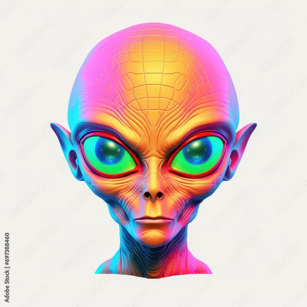 Colourful psychedelic portrait of an alien. Illustration design. Colourful psychedelic portrait of an alien. Illustration design.