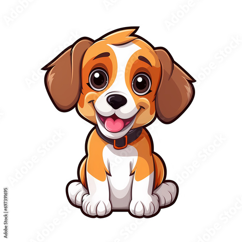 Cute baby dog  cartoon style sticker transparent generated ai