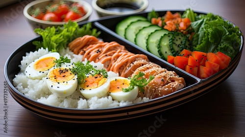 Japanese bento, assorted and healthy food to take away.