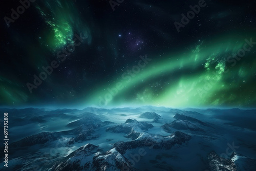 Northern lights over planet earth © Evgeniya Fedorova