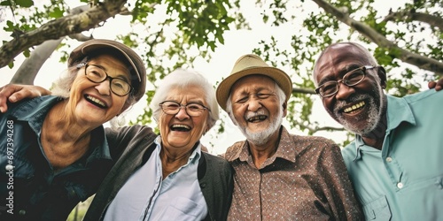 A group of older individuals standing next to each other. Suitable for various concepts and themes
