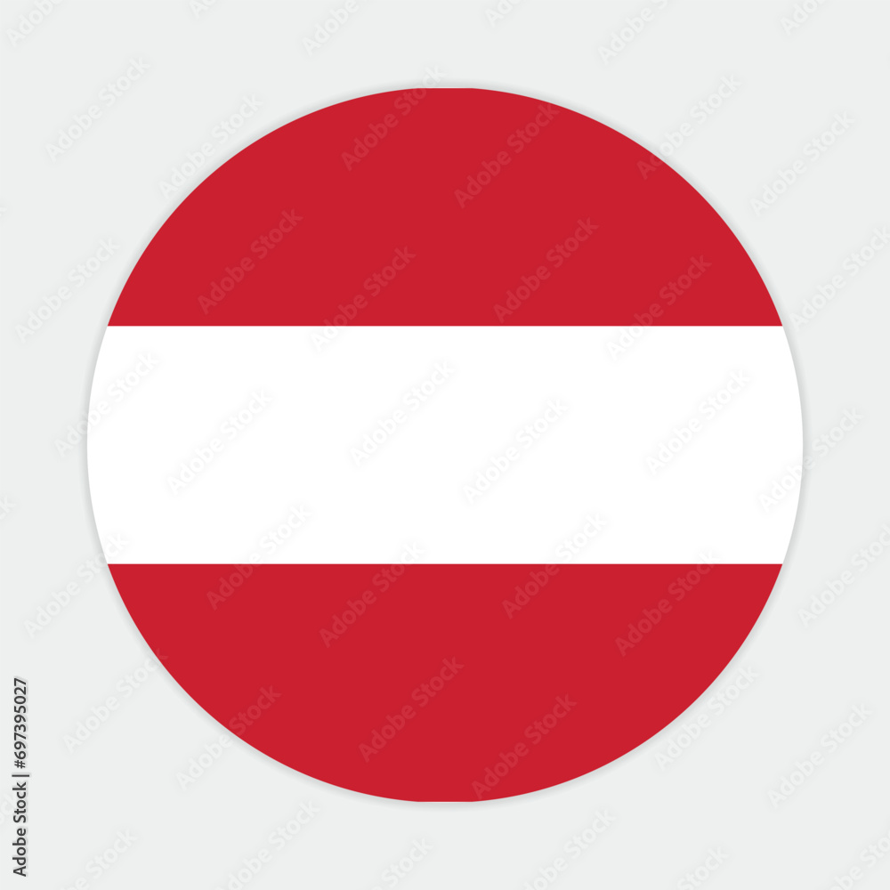 Austria flag vector icon design. Austria circle flag. Round of Austria flag. Austria flag vector icon design. Austria circle flag. Round of Austria flag.