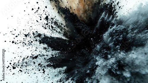 A detailed close-up of a black substance on a white surface. This versatile image can be used in various contexts