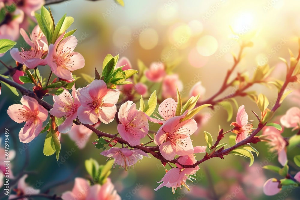 Close-up view of a tree with beautiful pink flowers. Ideal for nature-themed designs and spring-related projects