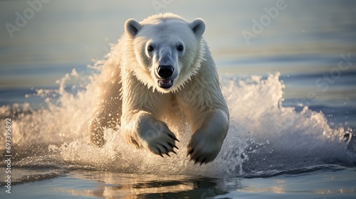 Polar bears are frolicking on ice floes north of svalbard, arctic norway.