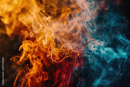 A close-up view of a fire with billowing smoke. Perfect for adding a dramatic and intense atmosphere to any project