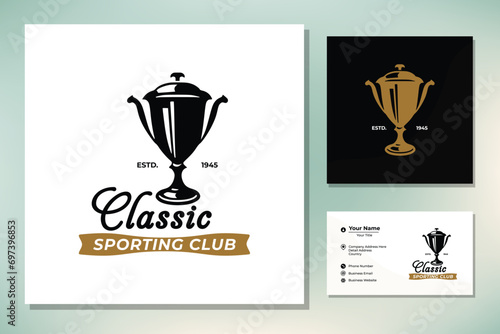 Champion Trophy Cup for Vintage Retro Sport Bar Club Cafe Tavern Restaurant logo design inspiration