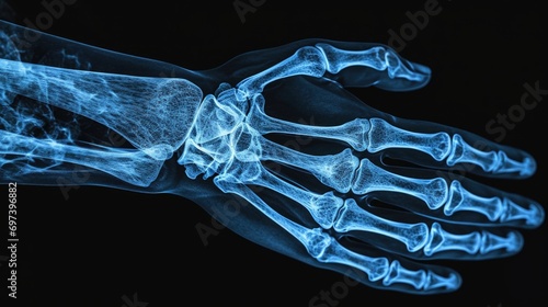 An x-ray image of a hand and wrist. Can be used for medical purposes