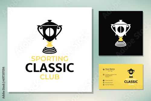 Champion Trophy Cup for Vintage Retro Sport Bar Club Cafe Tavern Restaurant logo design inspiration
