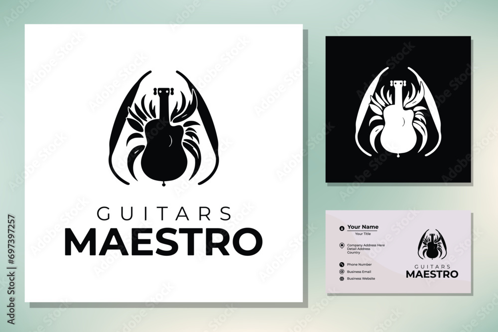 Instrument Guitar Pick Emblem for Rock Music Band or Guitarist Logo Label logo design