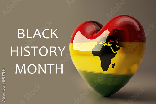 Black History Month. Heart Africa in Hands, Africa and afro greeting card. photo