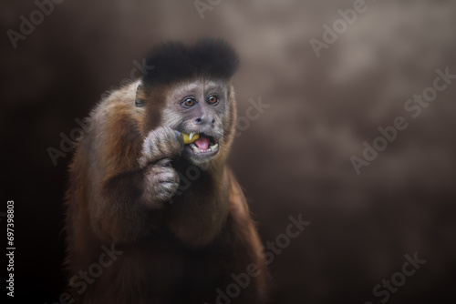 Black Capuchin Monkey eating (Sapajus nigritus) photo