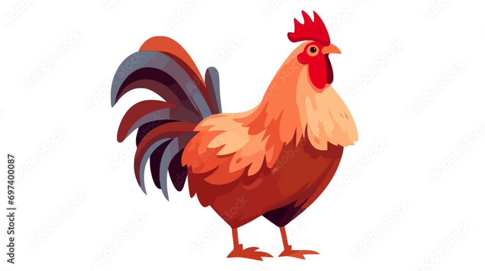 Fototapeta premium Colorful rooster, poultry farming vector Illustration on a white background