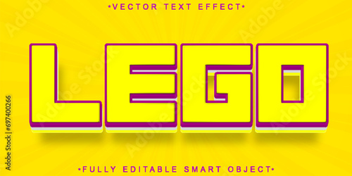 Cartoon Kids Toys Yellow Lego Vector Fully Editable Smart Object Text Effect