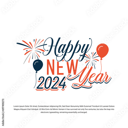 Happy New Year hand-lettering text. Handmade vector calligraphy collection for 2024 Background Design Greeting Cards, Banners, Posters. Vector Illustration.