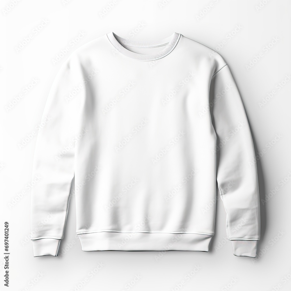 white crew neck sweatshirt, clean pressed, product mockup, plain background white crew neck sweatshirt, clean pressed, product mockup, plain background