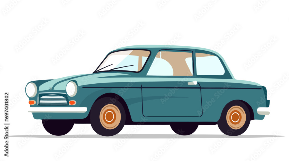 Old car drawing isolated vector. Retro auto illustration. Antique vehicle for emblem, business card and design.