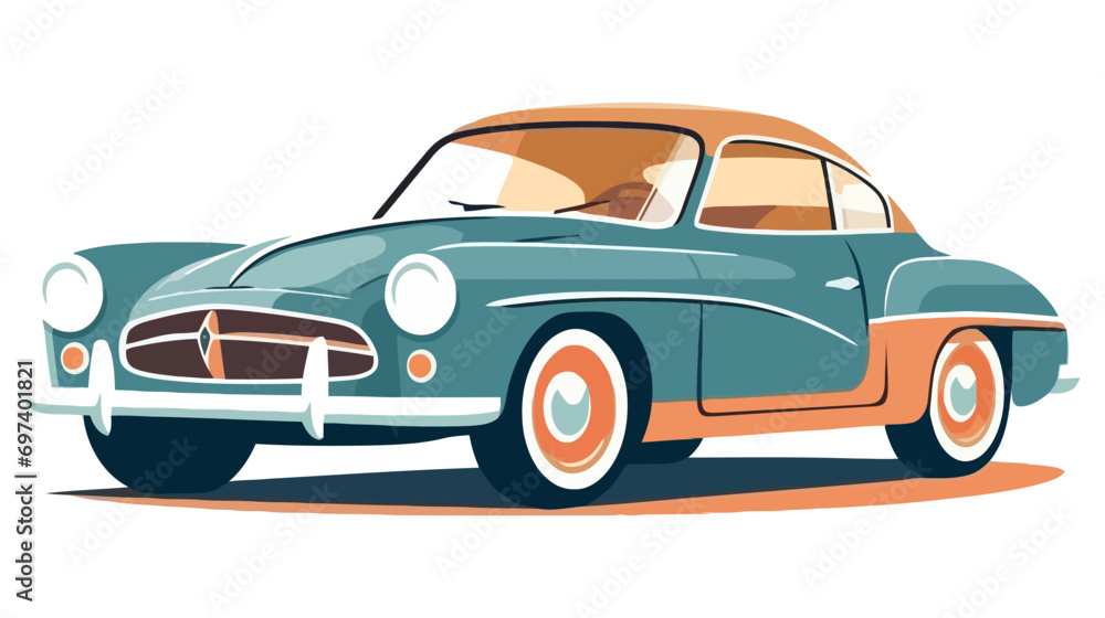 Old car drawing isolated vector. Retro auto illustration. Antique vehicle for emblem, business card and design.