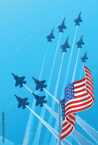 Eagle fighter jet plane taking off during exercise