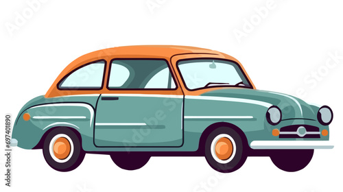 Old car drawing isolated vector. Retro auto illustration. Antique vehicle for emblem, business card and design.