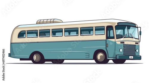 Old vintage american bus vector illustration. Retro passenger vehicle
