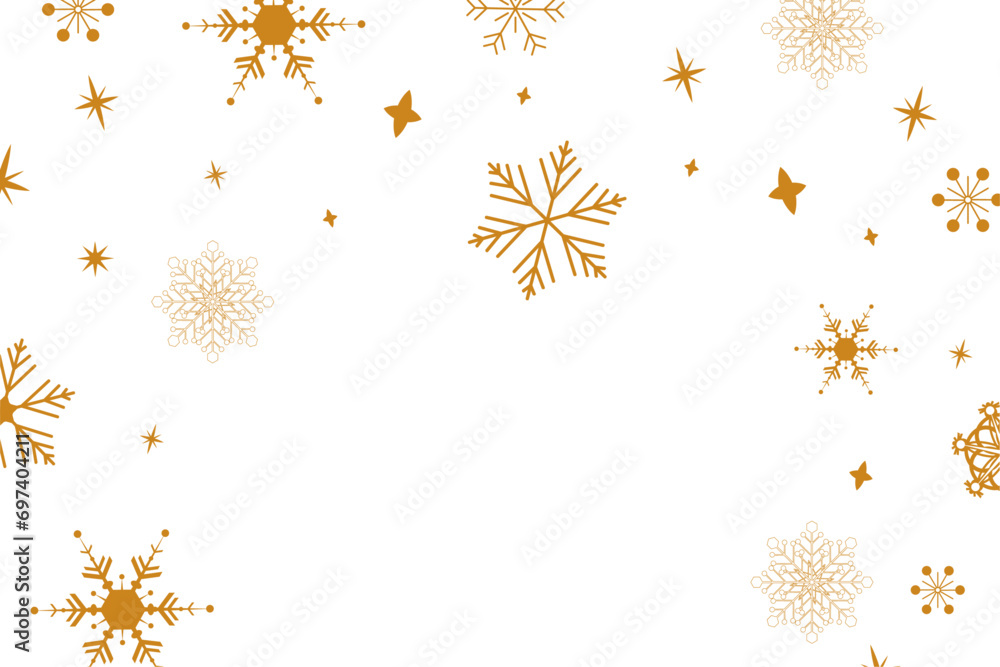 Gold luxury Christmas snowflakes frame garland border. Golden glitter snowflake background and Happy Holiday card. Winter celebration banner. New Year decor Gold luxury Christmas snowflakes frame garland border. Golden glitter snowflake background and Happy Holiday card. Winter celebration banner. New Year decor