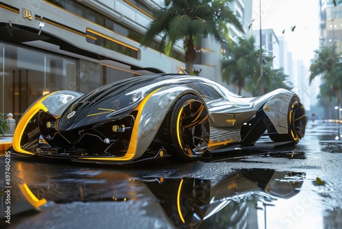A hyper realistic futuristic sports car. © Nicole