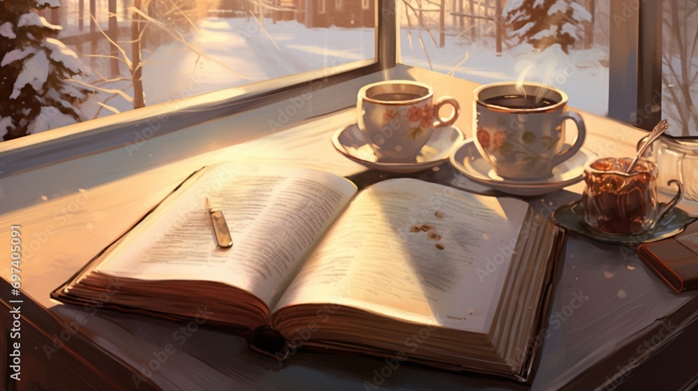 A cup of tea, a book, and the beauty of a winter afternoon
