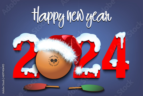 Happy New Year 2024 and ping-pong ball