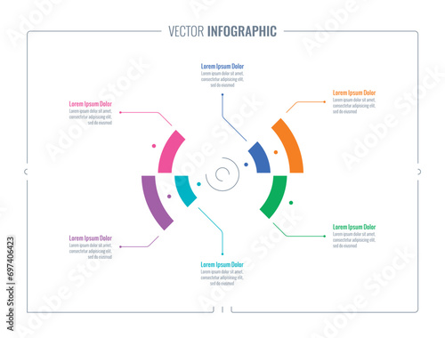 six steps round infographic template. graphical information template. infographic design