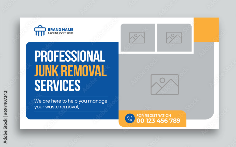 Junk Removal youtube thumbnail and web banner template design, garbage web banner template Junk Removal youtube thumbnail and web banner template design, garbage web banner template