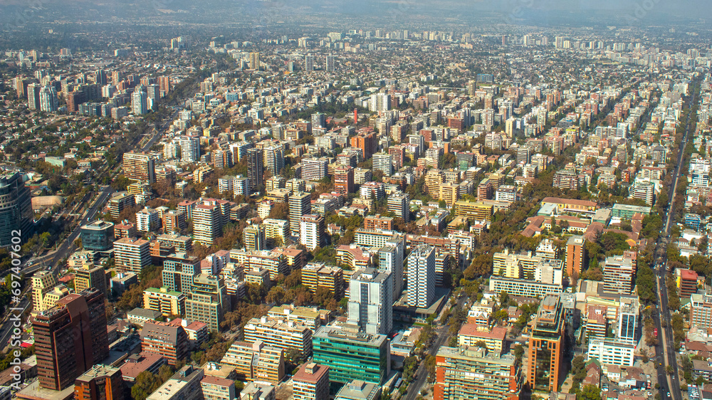 vista aérea dos prédios  de Santiago do Chile 
