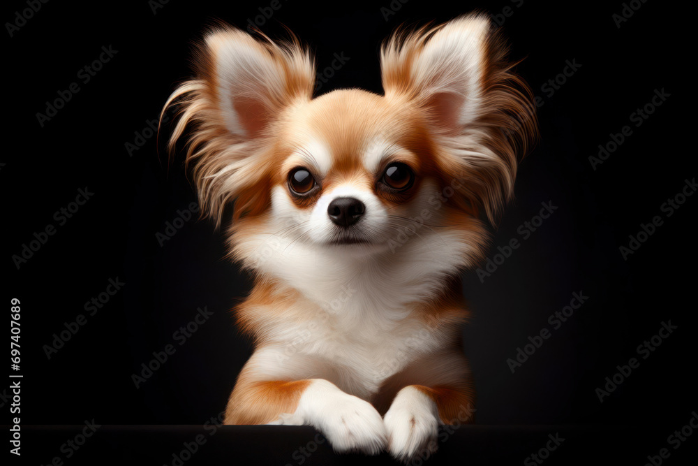 a Chihuahua dog isolated on black background. ai generative a Chihuahua dog isolated on black background. ai generative