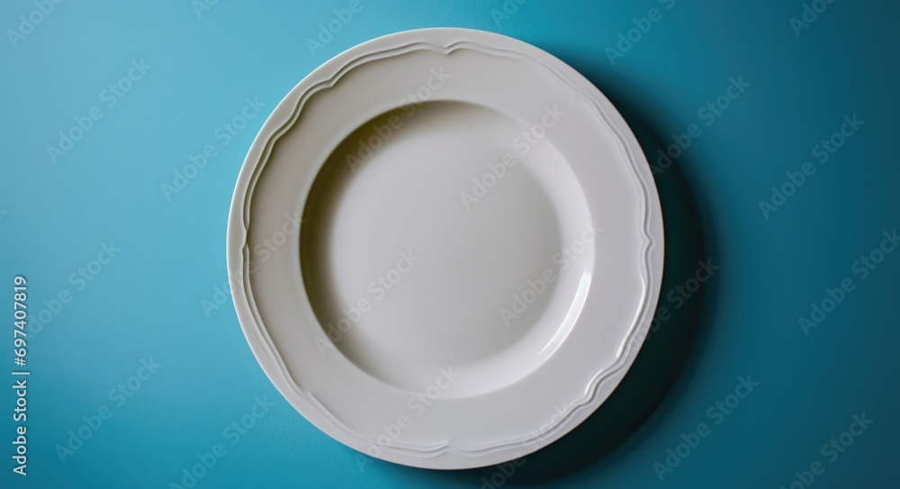 Clean Circle: Elegance in Empty Plate with Kitchen Background Clean Circle: Elegance in Empty Plate with Kitchen Background