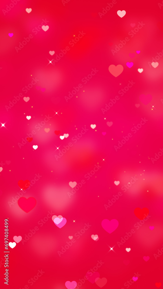 valentines day hearts and bokeh pink vertical background, love and passion 14 February and anniversary social media design element	