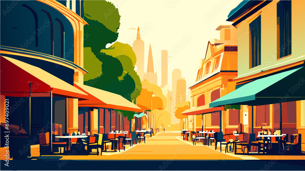 A street cafe in the heart of the city. vektor icon illustation