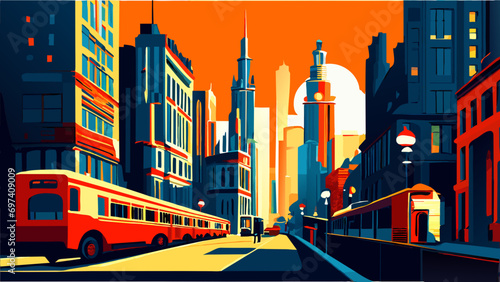 A city's cultural district with theaters and museums. vektor icon illustation