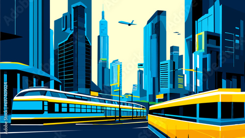 A city's transportation hub. vektor icon illustation