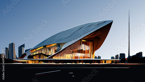 A city's modern convention center. vektor icon illustation