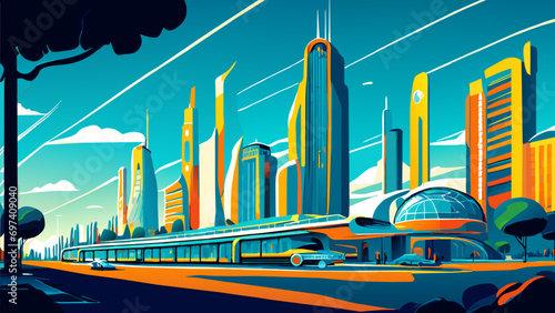 A city's modern science center. vektor icon illustation