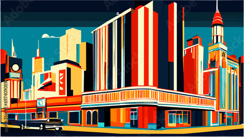 A city's vintage cinema. vektor icon illustation