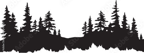 Forest silhouette vector illustration. Forest silhouette, Icon and Sign.