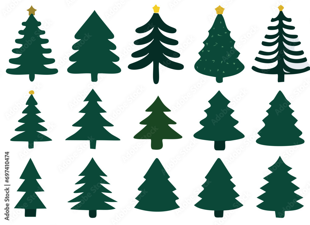 Christmas tree icon set. Vector illustration