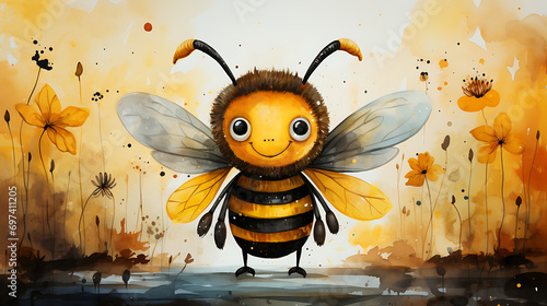 Dibujo infantil de una abeja para incluir en un cuento photo
