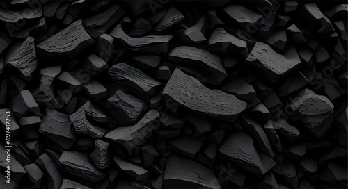 Rock stone set realistic background. Stones of various shapes. Rocks and debris of the mountain. A huge block of stones